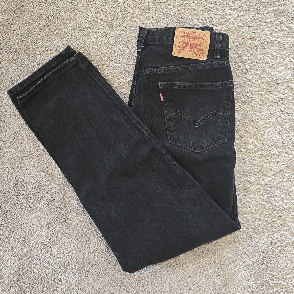 Vintage Levis 550 Jeans Mens 33x32 Black Relaxed Fit Leg Y2K